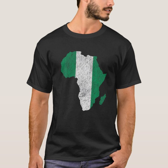Camiseta Regalo de silueta de África con bandera de Nigeria (Anverso)