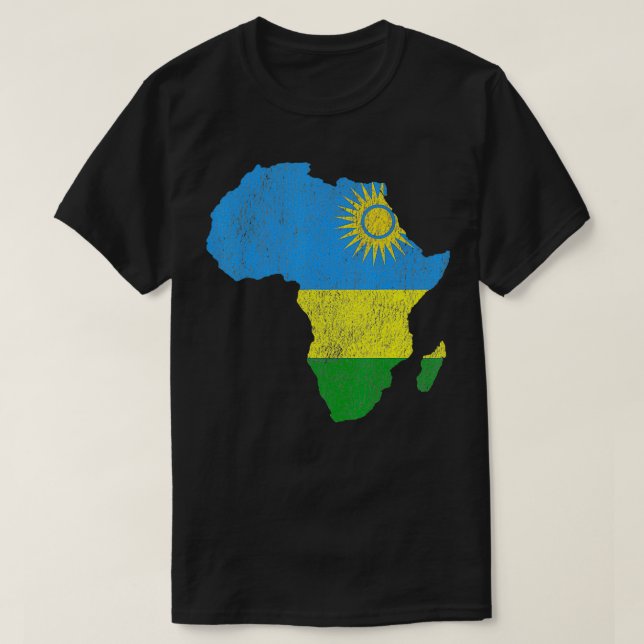 Camiseta Regalo de silueta de África con bandera de Ruanda  (Diseño del anverso)