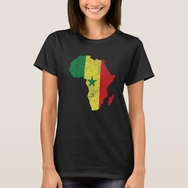 Camiseta Regalo de silueta de África con bandera de Senegal (Anverso)