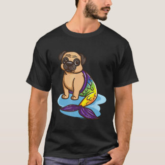 Camiseta Regalo de sirena de perro pug lindo para niñas y m