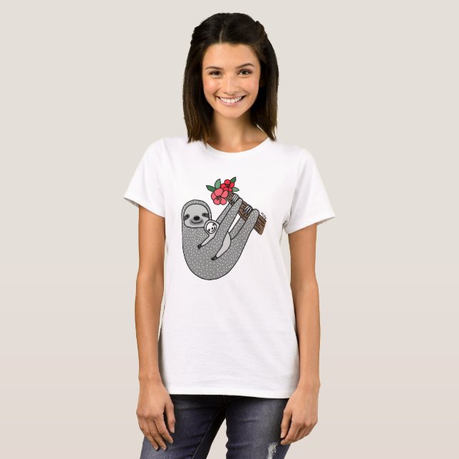 Camiseta Regalo de Sloth Mom & Baby T-shirt Sloth para Mamá (Anverso completo)