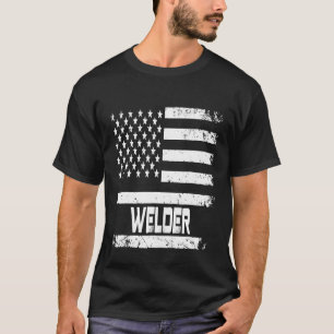 Camiseta Regalo de soldador de bandera estadounidense para