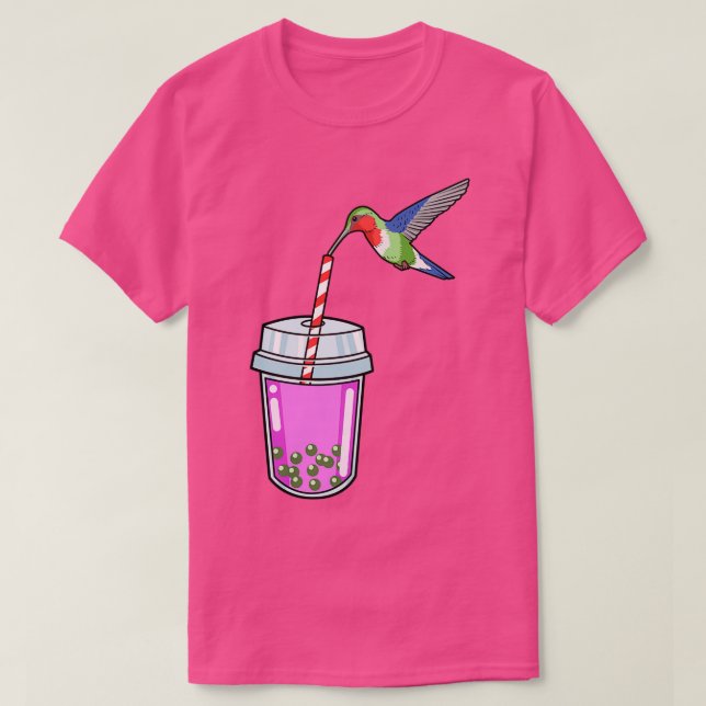 Camiseta Regalo de té de burbujas mujeres Pájaro Boba rosad (Diseño del anverso)