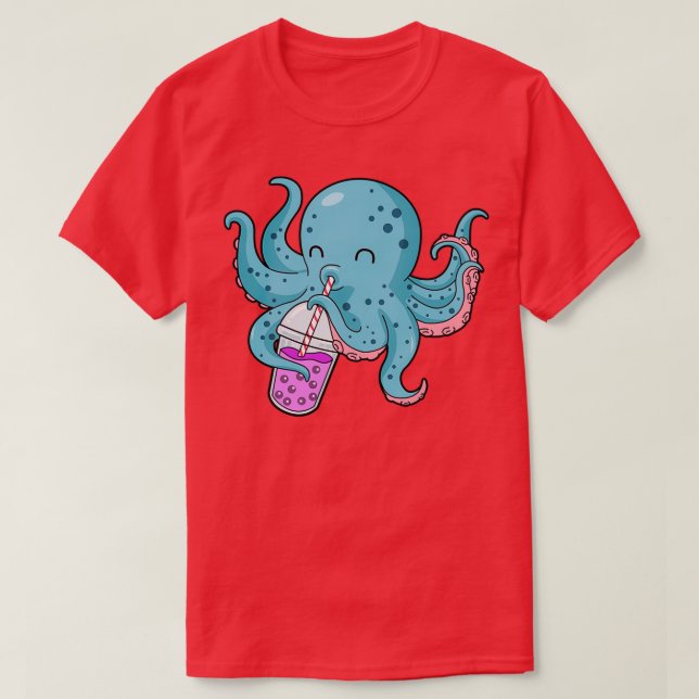 Camiseta Regalo de té de burbujas niños Octopus Boba Tea de (Diseño del anverso)