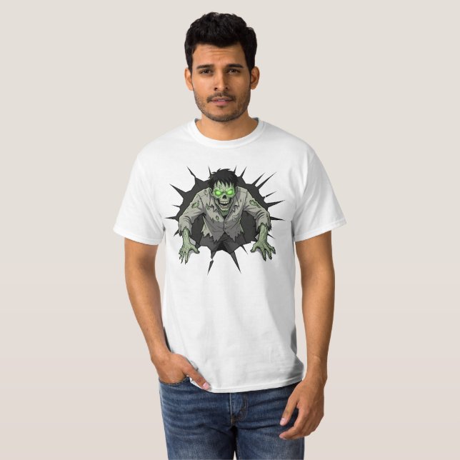 Camiseta Regalo de terror de zombie atravesando pared (Anverso completo)