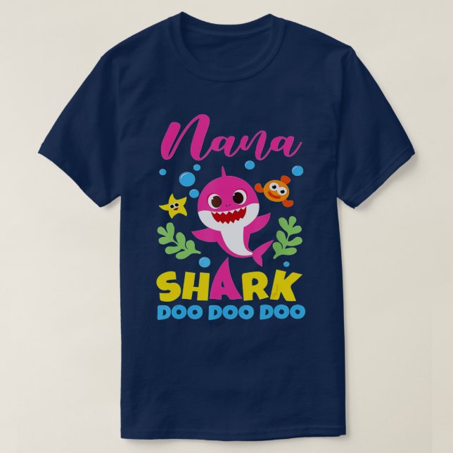 Camiseta Regalo de tiburón Nana Cute bebé, familia de tibur (Diseño del anverso)