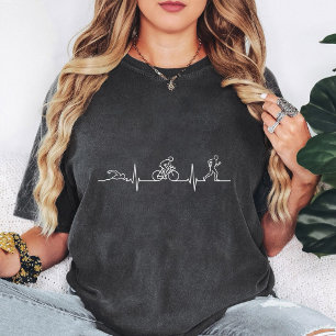 Camiseta Regalo de triatlón Latido del corazón EKG Natación