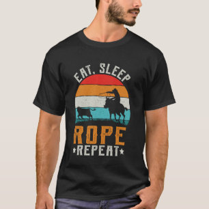 Camiseta Regalo de vaquero de rodeo Come Duerme Cuerda Repi