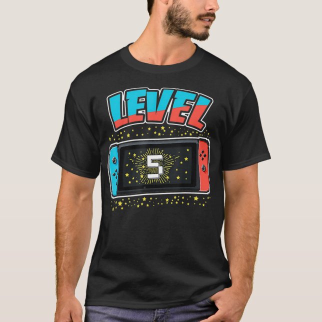 Camiseta Regalo de videojuegos de 5 años para niños de nive (Anverso)
