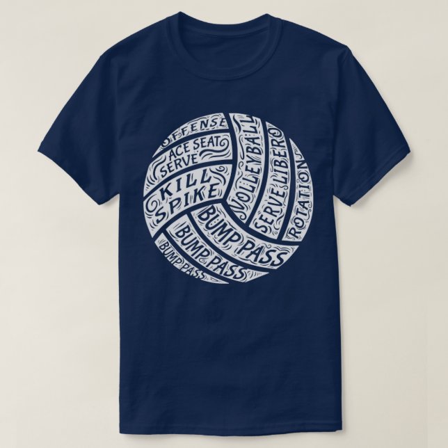 Camiseta Regalo de voleibol Arte de Word Imprimir Equipo de (Diseño del anverso)