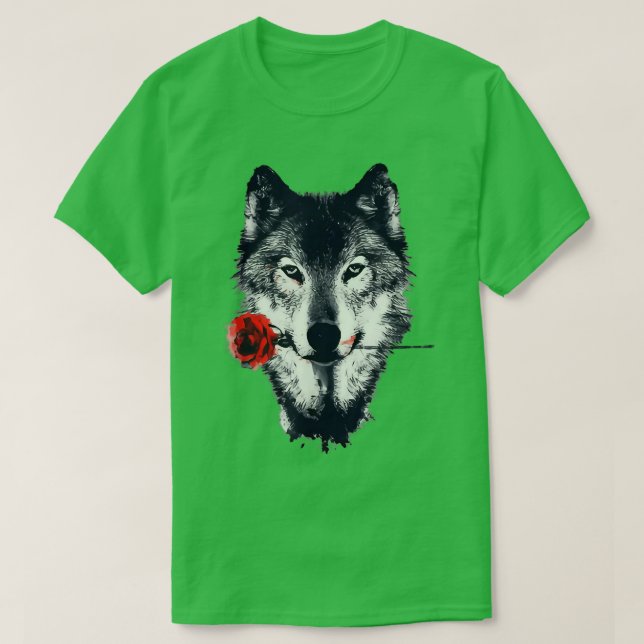 Camiseta Regalo de Wolf Holding, Rosa amante del lobo (Diseño del anverso)