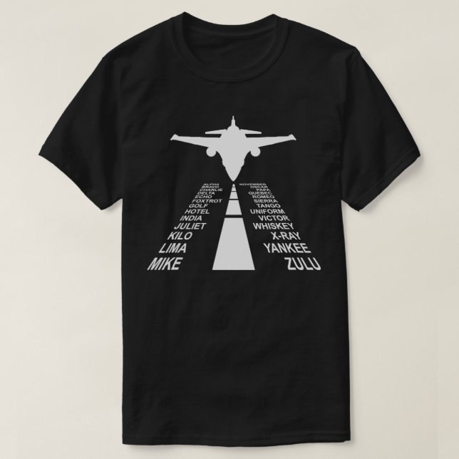 Camiseta Regalo del avión piloto de vuelo fonético internac (Diseño del anverso)