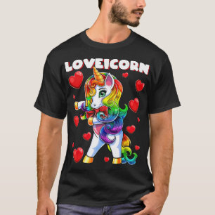 Camiseta Regalo del corazón de amor de Unicorn Flossing día