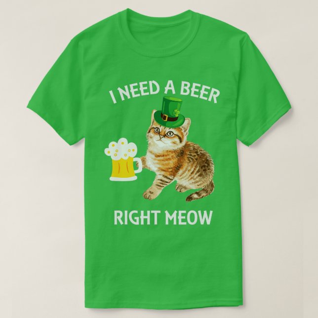 Camiseta Regalo del día de la bebida de gato irlandés St Pa (Diseño del anverso)