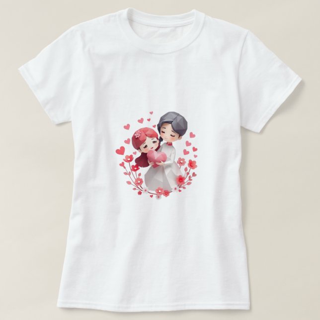 Camiseta regalo del día de San Valentín feliz de parejas li (Diseño del anverso)