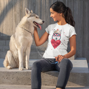 Camiseta Regalo del Día de San Valentín Perro Husky Siberia