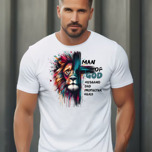 Camiseta Regalo del Día del Hombre de Dios, Cruz de León