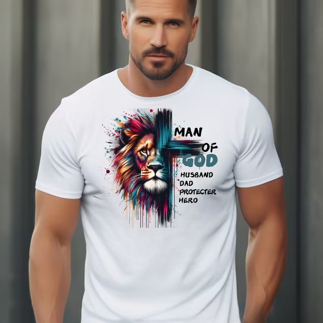 Camiseta Regalo del Día del Hombre de Dios, Cruz de León (Subido por el creador)