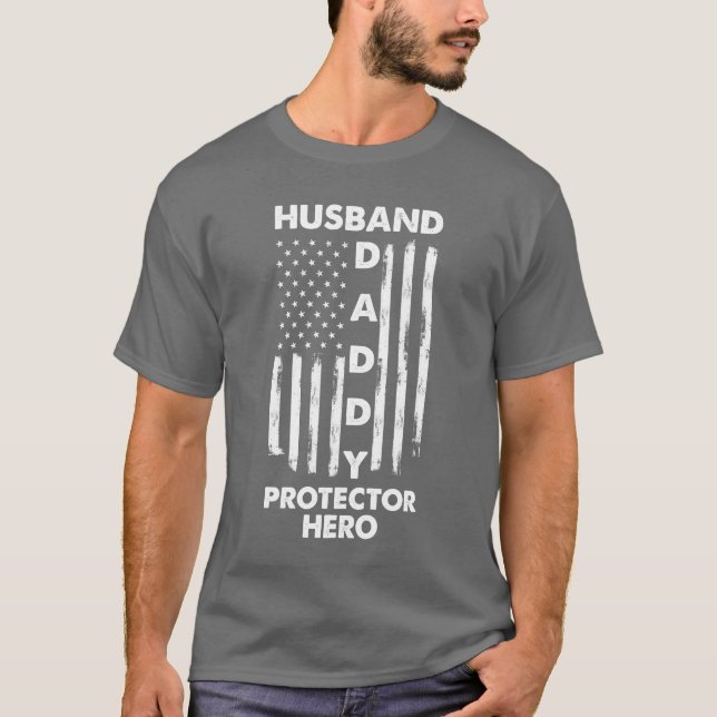 Camiseta Regalo del Día del Padre Esposo Protector Hero Pad (Anverso)
