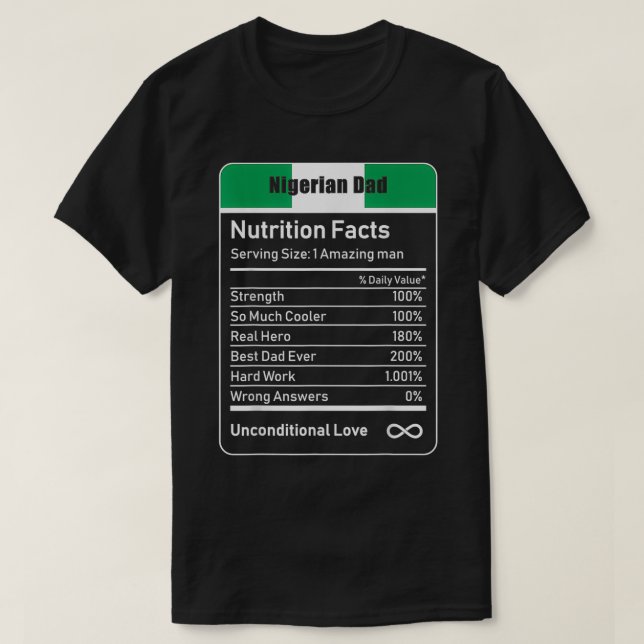 Camiseta Regalo del Día del Padre Nigeriano sobre nutrición (Diseño del anverso)