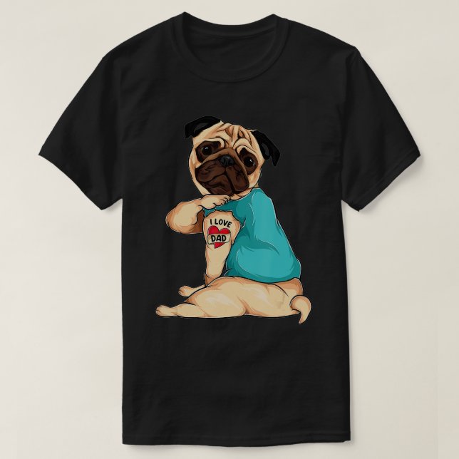 Camiseta Regalo del Día del Padres perro divertido Pug me e (Diseño del anverso)