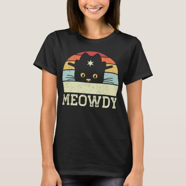 Camiseta Regalo del Gorra de gato Retro Meowdy Cat Meme Gra (Anverso)