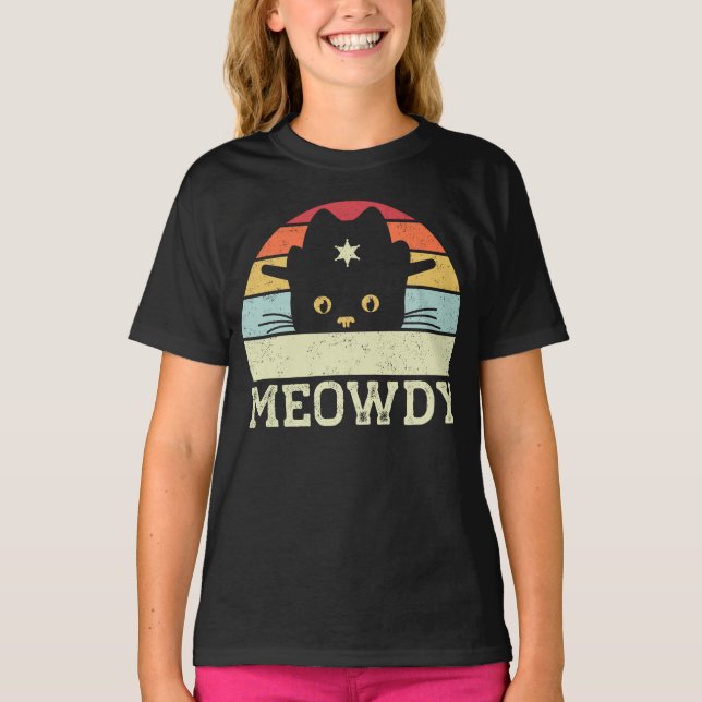 Camiseta Regalo del Gorra de gato Retro Meowdy Cat Meme Gra (Anverso)