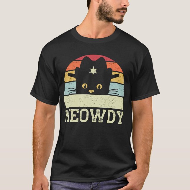 Camiseta Regalo del Gorra de gato Retro Meowdy Cat Meme Gra (Anverso)