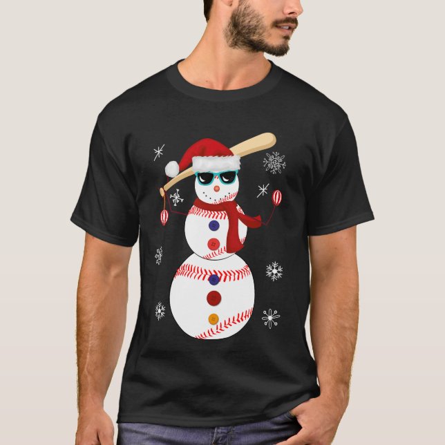 Camiseta Regalo del gorra de Santa del muñeco de nieve del (Anverso)
