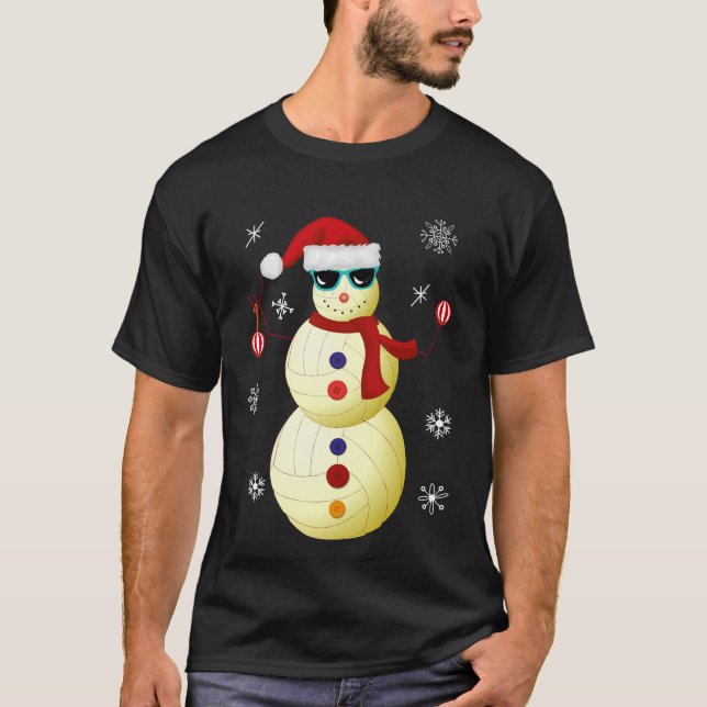 Camiseta Regalo del gorra de Santa del muñeco de nieve del (Anverso)