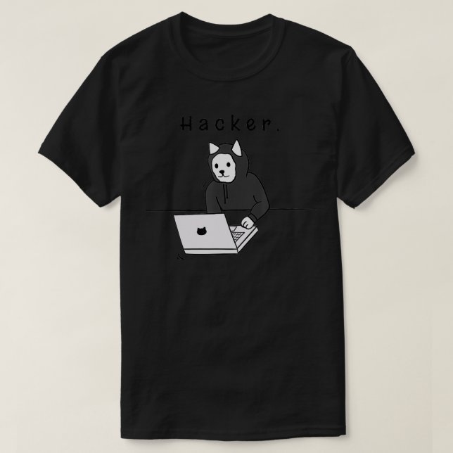 Camiseta Regalo del ingeniero de seguridad de Hacker Cat (Diseño del anverso)