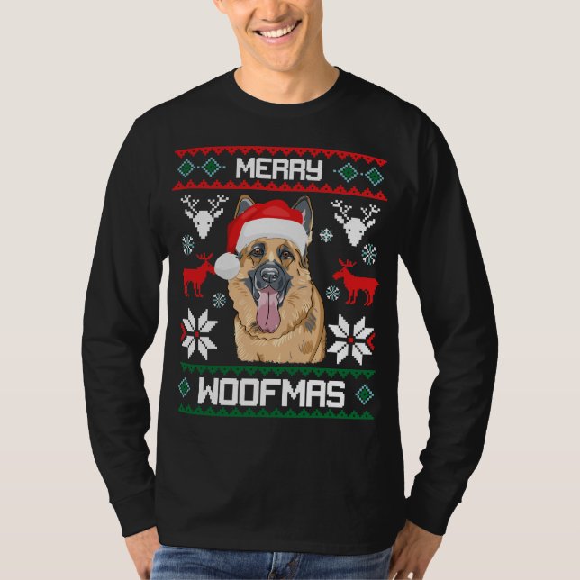 Camiseta Regalo del navidad de Woofmas del perro de pastor (Anverso)