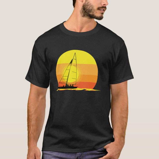 Camiseta Regalo del velero de vela Tee Retro Sun (Anverso)