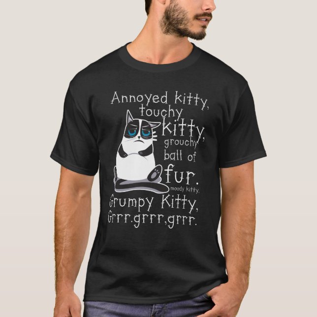 Camiseta Regalo delicado enfadado del gato del gatito del (Anverso)