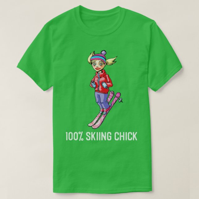 Camiseta Regalo divertidísimo con nieve de pollo de esquí (Diseño del anverso)