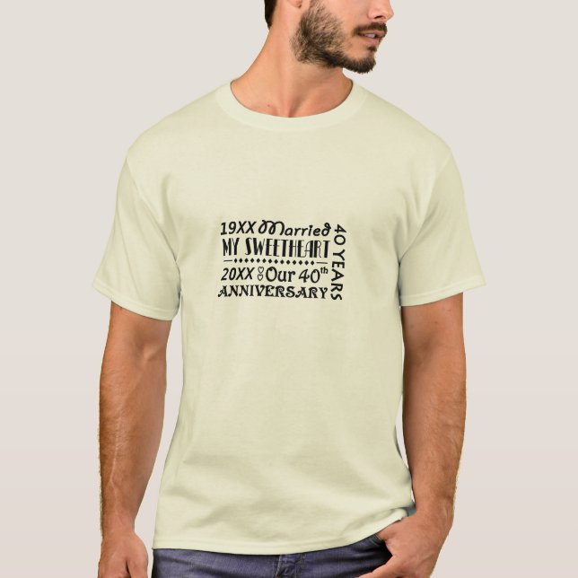 Camiseta Regalo divertido con fecha de 40° aniversario Boda (Anverso)