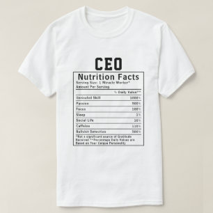 Camiseta Regalo divertido de datos nutricionales para CEO l