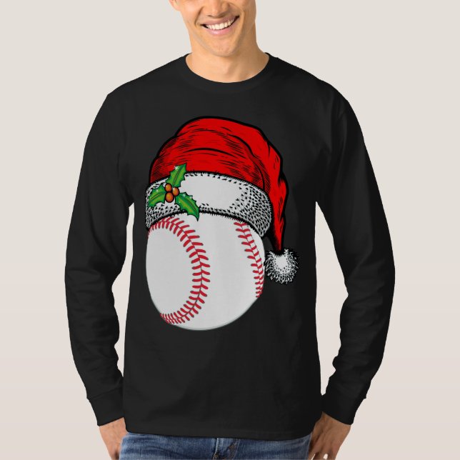 Camiseta Regalo divertido de deportes de béisbol de Santa H (Anverso)