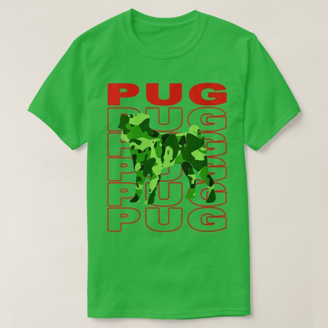 Camiseta Regalo divertido de las mujeres Pug Camouflage Sty (Diseño del anverso)