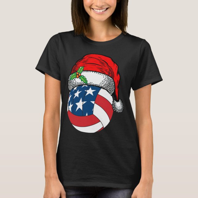 Camiseta Regalo divertido del deporte de voleibol de Santa  (Anverso)