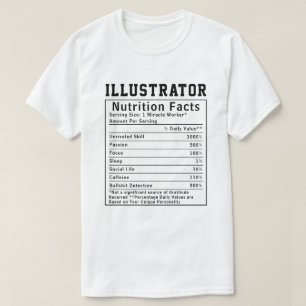 Camiseta Regalo divertido para ilustradores con datos nutri