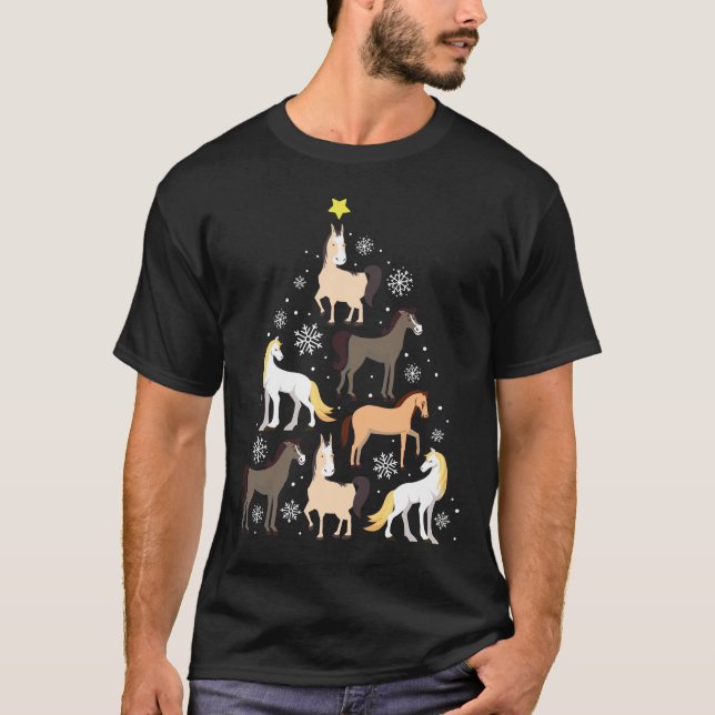 Camiseta Regalo ecuestre lindo del árbol de navidad del (Anverso)