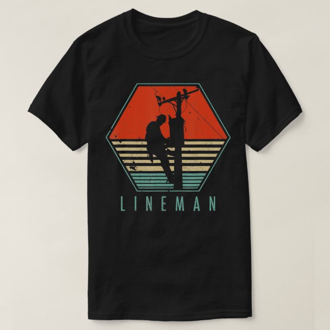 Camiseta Regalo eléctrico retro para hombres Lineman (Diseño del anverso)
