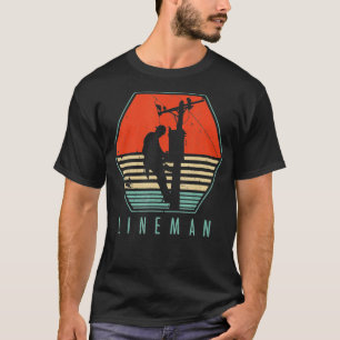 Camiseta Regalo eléctrico retro para hombres Lineman