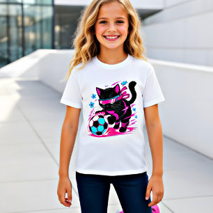 Camiseta Regalo energético de gato futbolista de neón para