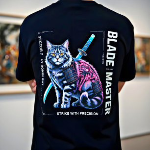 Camiseta Regalo épico de gato samurái ciberpunk para fanáti