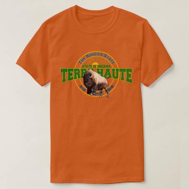Camiseta Regalo estatal Terre Haute Indiana (Diseño del anverso)