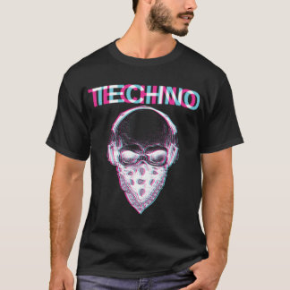 Camiseta regalo estilo duro de Techno Skull Glitch Trippy E