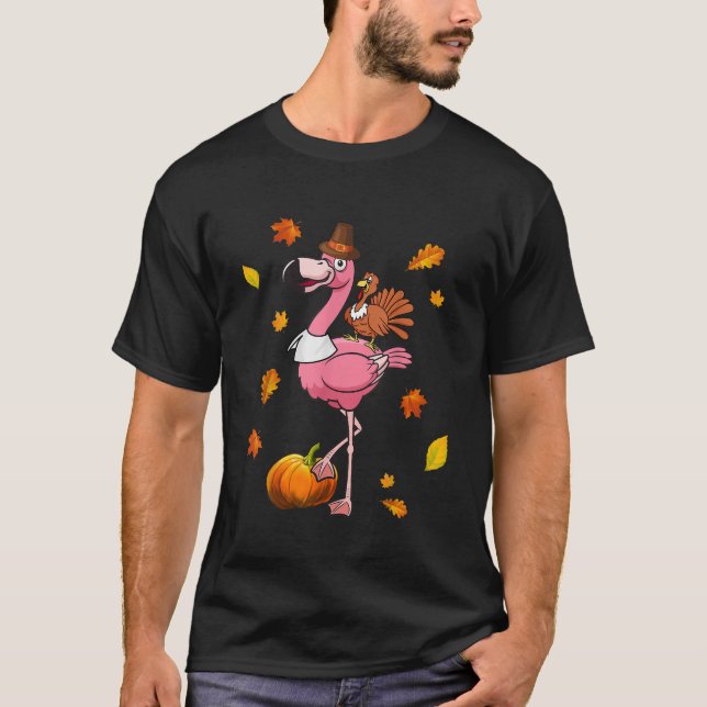 Camiseta Regalo Flamingo de Acción de Gracias de Halloween (Anverso)