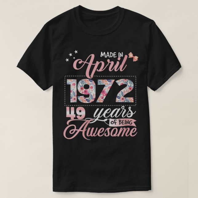 Camiseta Regalo floral de cumpleaños 49 mujeres para mujere (Diseño del anverso)